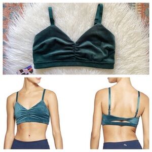 joy lab green velour sport bra bralette teal athletic wear athleisure lounge xs